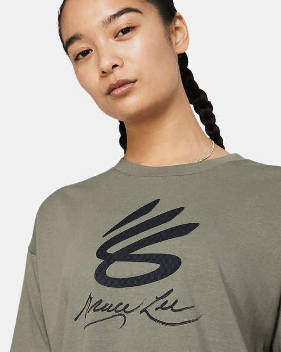 Women's Curry x Bruce Lee Lunar New Year 'Earth' Short Sleeve in Green image number 3